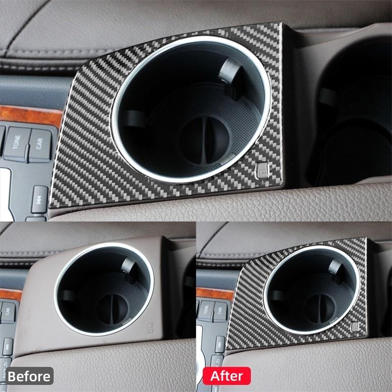 Для Q7 2007-2015 Аксессуары для салона автомобиля из углеродного волокна Центральный подлокотник Ящик для держателя стакана с водой Декоративная наклейка Крышка Отделка Рамка
