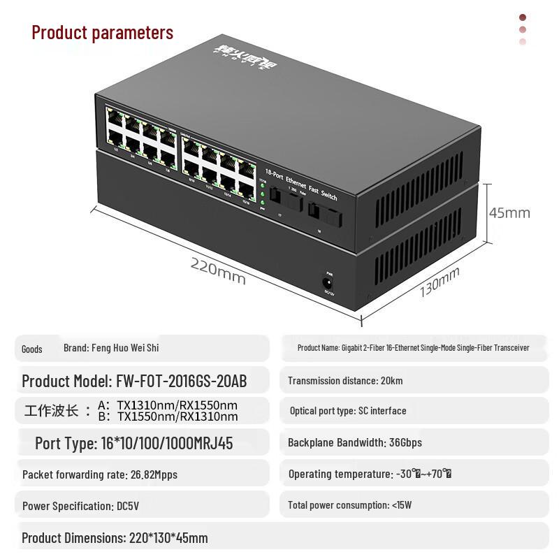 Fenghuo Weishi Gigabit Fiber Optic Converter Switch