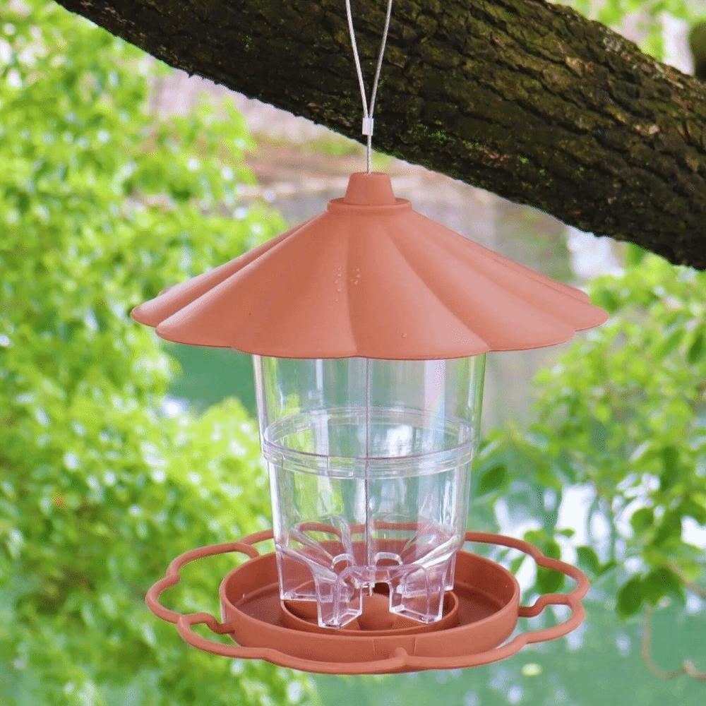 Folding Hanging Wild Bird Feeder Waterproof with Lanyard Hummingbird Feeder Gazebo Style Large Capacity Automatic Bird Feeder