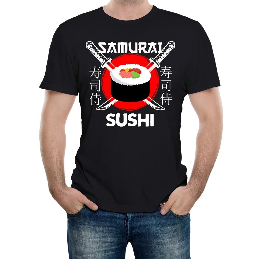 Samurai Sushi Японский Ресторан Мужская Футболка Любитель Суши Летняя Повседневная Футболка Мужская Повседневная С Круглым Вырезом Хлопок Короткий Рукав