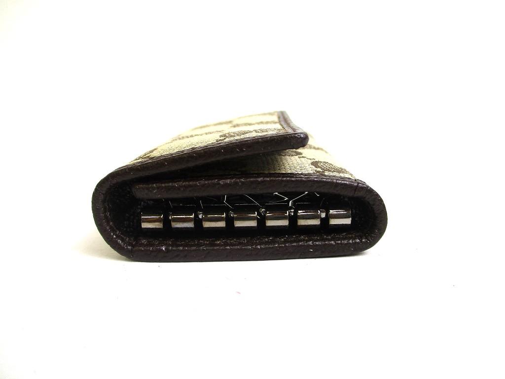 Authentic GUCCI GG Beige Canvas Brown Leather 6 Pics Key Chain #a539  Refurbished