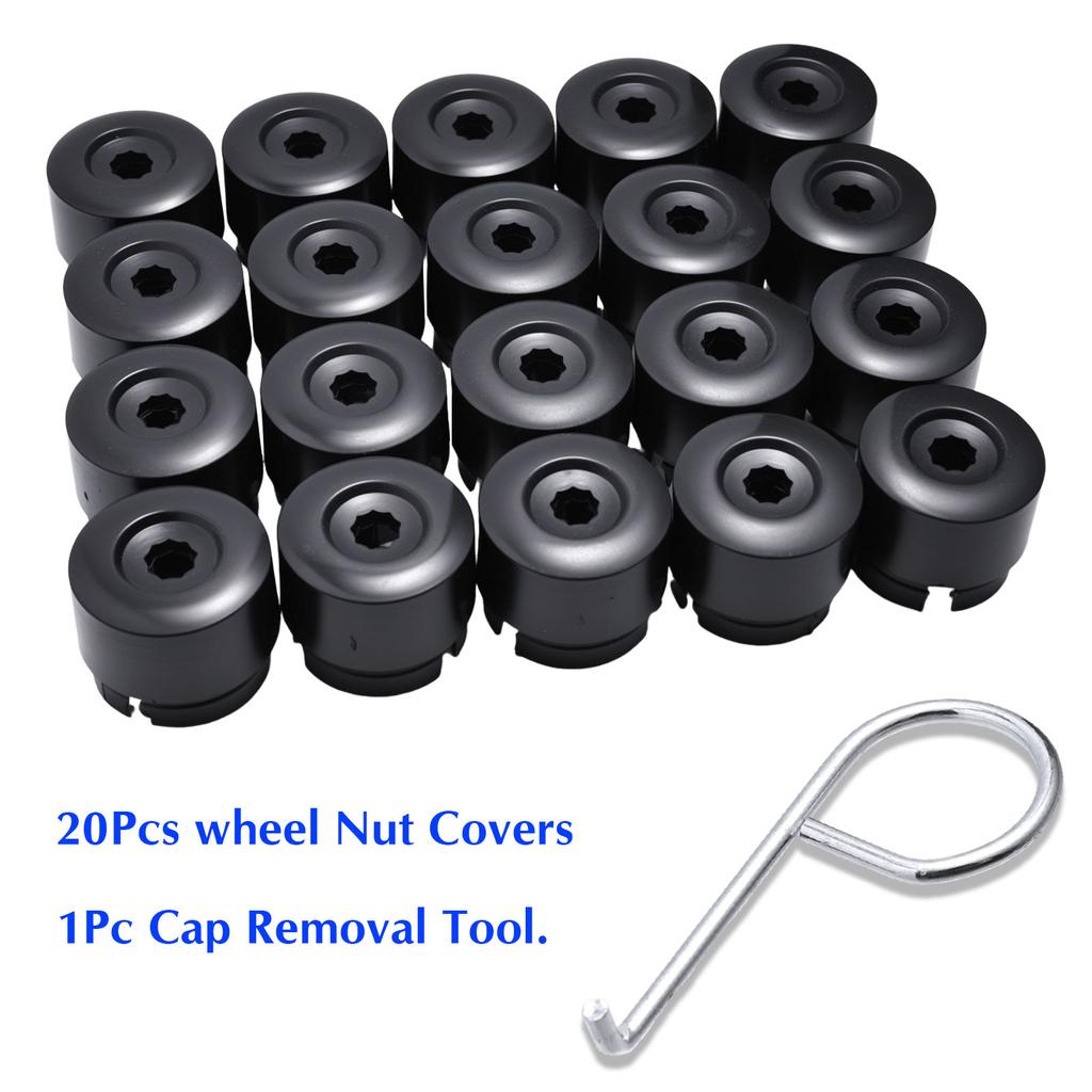 7L6601173A 20Pcs Wheel Cover Hub Nut Bolt Covers Cap 19mm Auto Tyre Screws Exterior Protection for VW TRANSPORTER T5 T6 Touareg