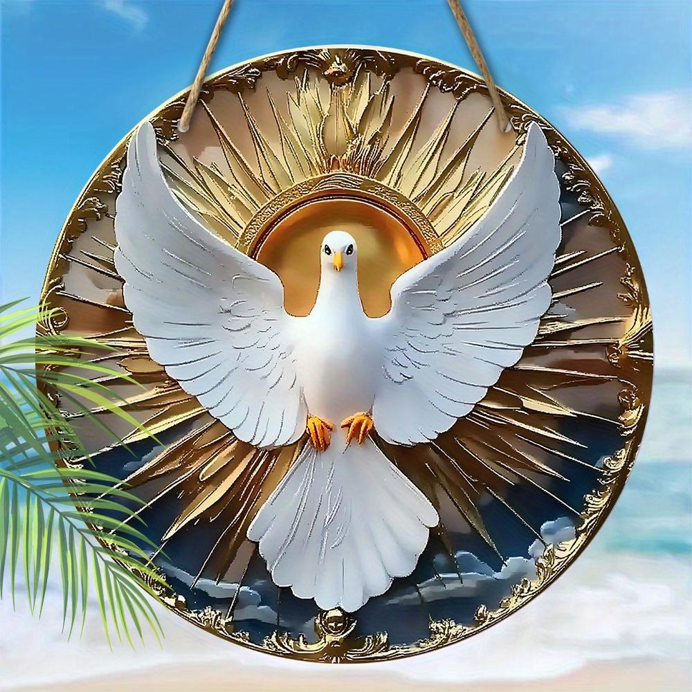 5 шт. Христианский знак «Голубь Святого Духа» из дерева — эффект рельефа 2D, универсальный праздничный декор, универсальное подвесное украшение для дома, настенный декор без