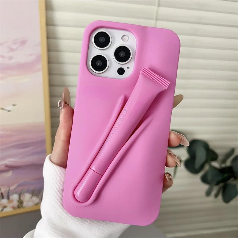 Чехол-косметичка с блеском для губ Dopamine для iPhone 17 16E 15 Pro Max 11 12 13 14 Plus 17 Air Держатель для помады Чехол для телефона с блеском для губ