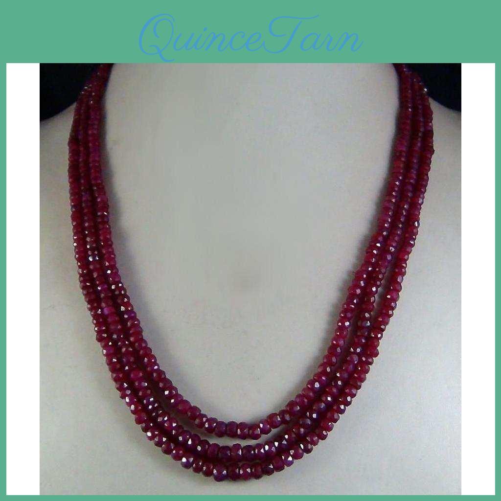Natural Gemstone 3x4mm Hot Faceted Beads Statement Necklace 3 Strands