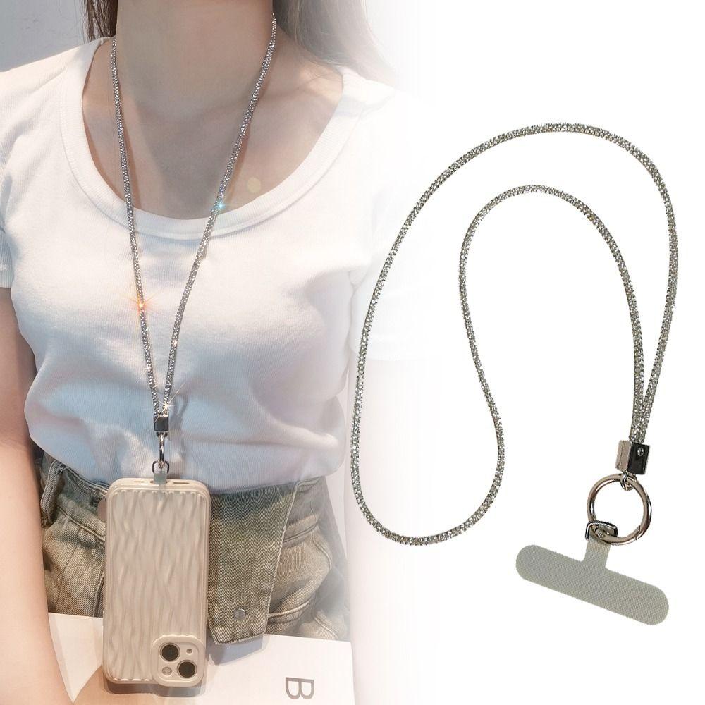 Яркий шнурок для телефона со стразами, цепочка, ремни для подвешивания на шею, аксессуары для телефона