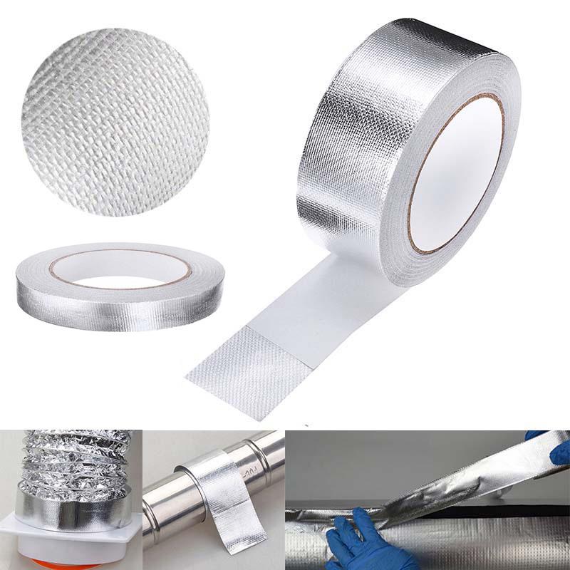 25M*5cm бандажная лента армированная серебряная высокотемпературная выхлопная тепловая обмотка клейкая лента для коллектора приемной трубы теплозащитная лента