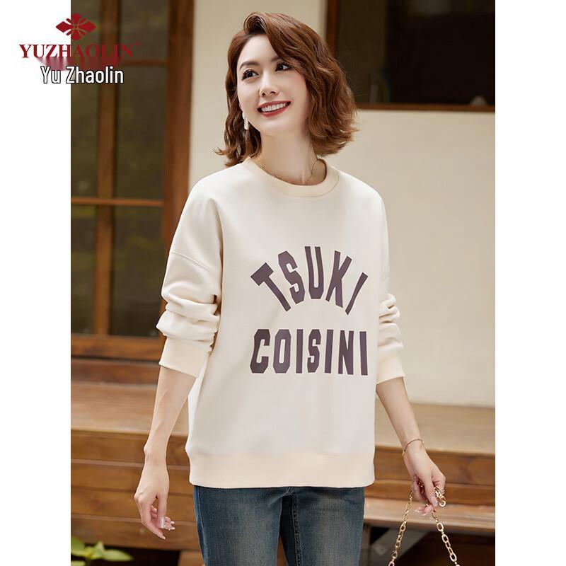 Yu Zhaolin Women's Casual Letter Print Loose Sweatshirt