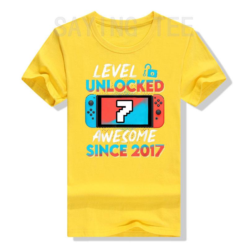 Level 7 Unlocked Awesome Since 2017 7th Birthday Gaming TShirt Gamer 7 Year Old Birthday Gift Video Game Lovers Tee Fashion Top