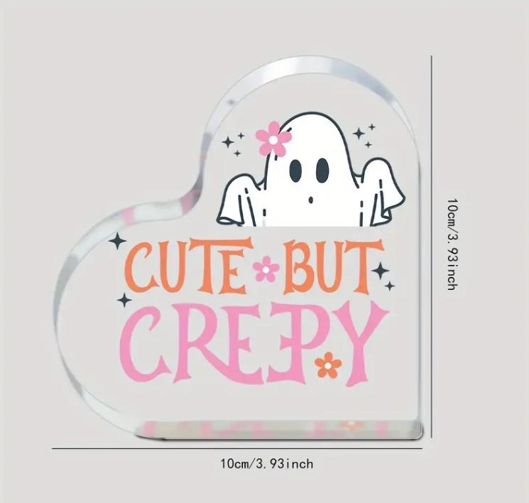 1pc Adorable Ghost Acrylic Plaque Collectible Figurine Versatile Room Decor Festive Flower Ghost Artistic Craft Gift for All Occ