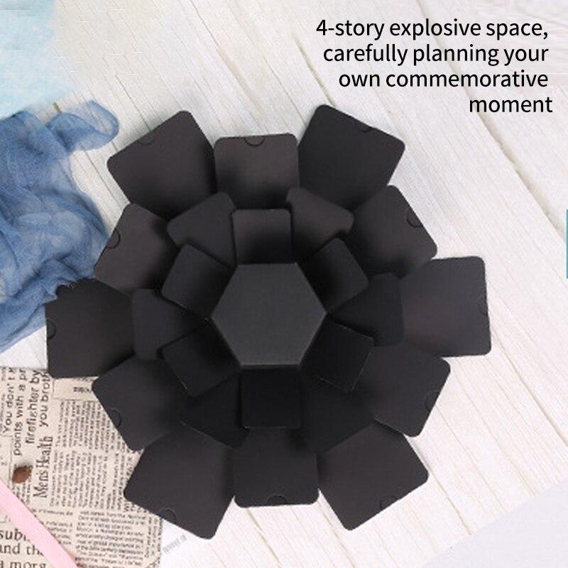 1 DIY Black Explosion Box, Photo Album Scrapbook Handmade Folding Album Memory Box Birthday VALENTINE'S Day Proposal Anniversary