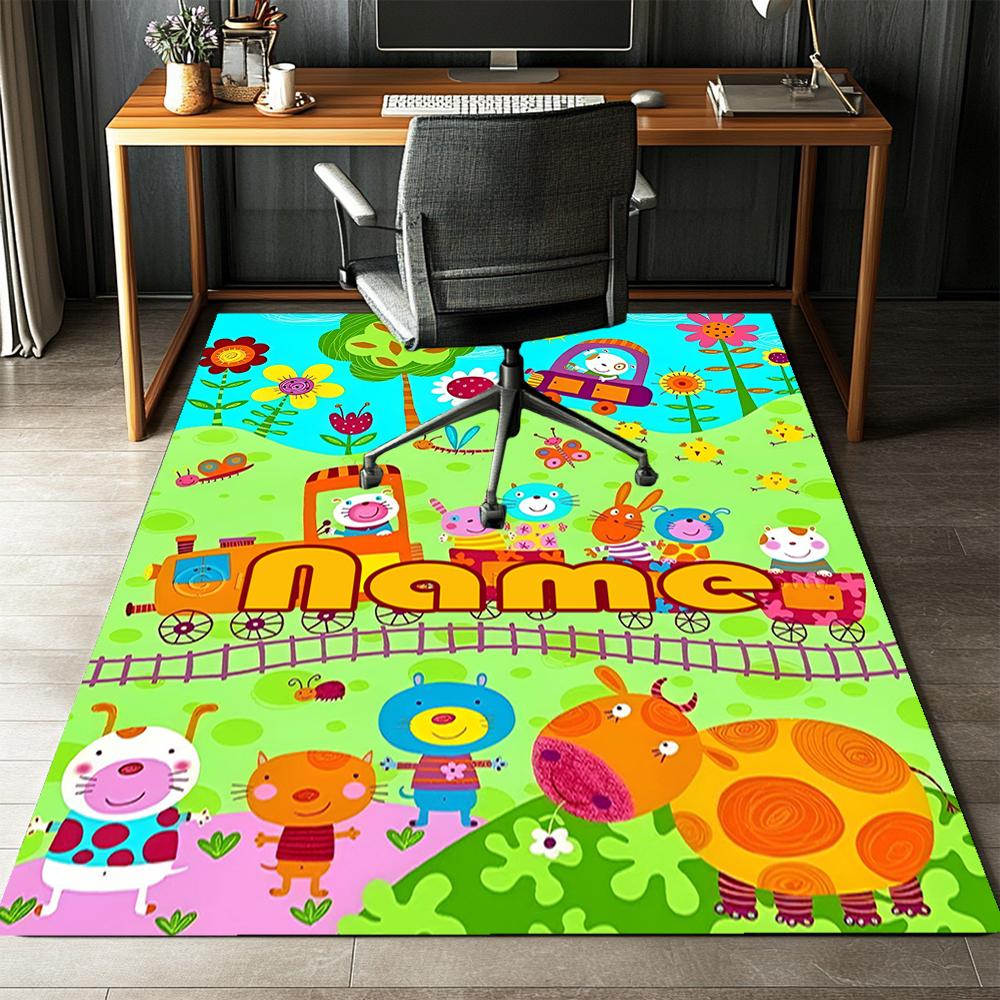 Custom Name Animals Printed Carpet,Rug for Office Chair Living Room Bedroom Kitchen Room Decor Gifts.