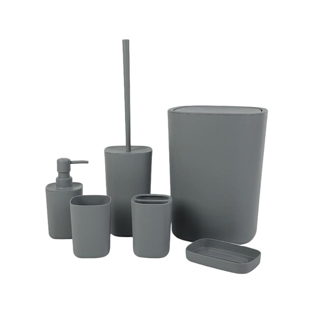 Набор для ванной из 6 предметов Пластиковый держатель для зубных щеток Мусорное ведро Комбо для современного хранения в ванной