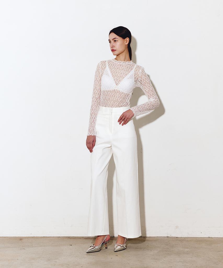 JBYRARA Double Rib Wide Fit Cotton Pants_White