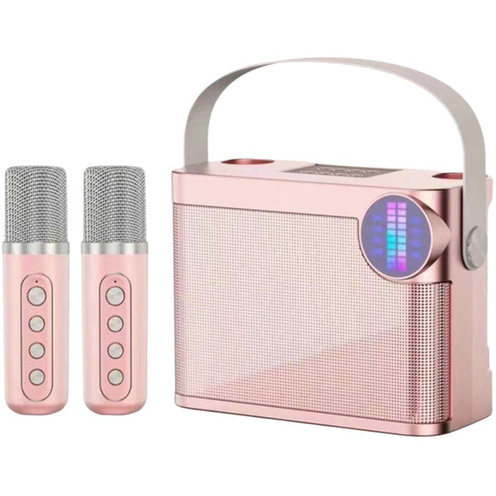 Караоке-колонка с двумя микрофонами Bluetooth 5.3 Беспроводная микрофонная колонка Семейная вечеринка