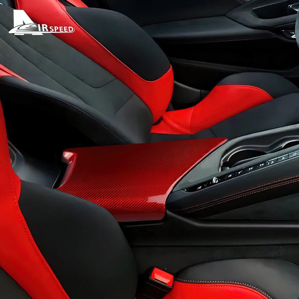 Real Hard Carbon Fiber Sticker For Chevrolet Corvette C8 2020 2021 2022 2023 2024 Car Center Armrest Box Interior Accessories