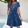 Summer Dresses For Women Beach Floral Sundress Short Sleeve Pockets Casual Tshirt Dress