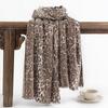 2024 Autumn And Winter Ethnic Style Leopard Print Short Tassel Woven Imitation Cashmere Brushed Scarf For Women'S Warm Shawl Scarf