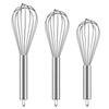 3pcs Stainless Steel Whisk Set 6 Wire Whisks 8/10/12 Inch Kitchen Balloon Whisks with Stainless Grip Manual Egg Beater Blender