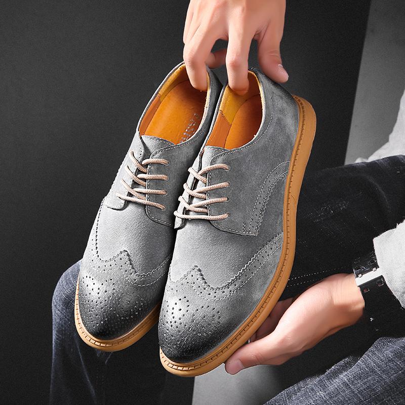 Fashion Spring Autumn Mens Brogue Shoes British Casual Business Formal Dress Footwear Classic Man Casual Leather Shoes Mens Leather Shoe