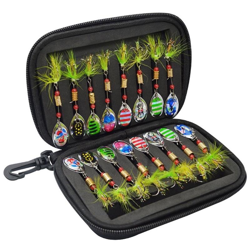 16 шт. рыболовных приманок с крючком, металлические блесны, спиннербейты, блестки, крэнкбейты, искусственные приманки с коробкой для снастей, прочные