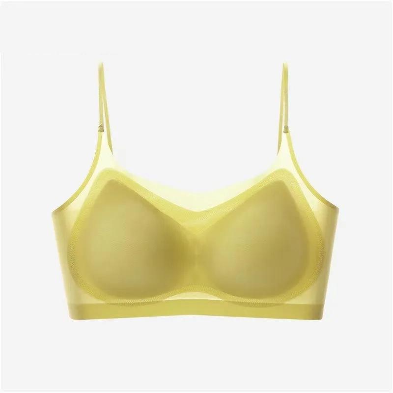 Ультратонкий бюстгальтер Push Up Bra Ice Silk Бесшовное нижнее белье Женский тонкий дышащий слинг Красивая спинка жилет для сна Бралетт Большие размеры Бюстгальтеры