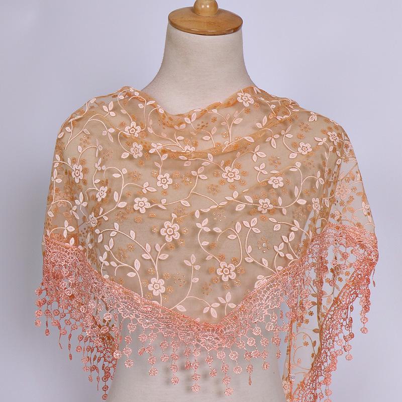Korean Floral Lace Triangle Scarf - Breathable, Classic & Decorative Veil for Spring and Autumn