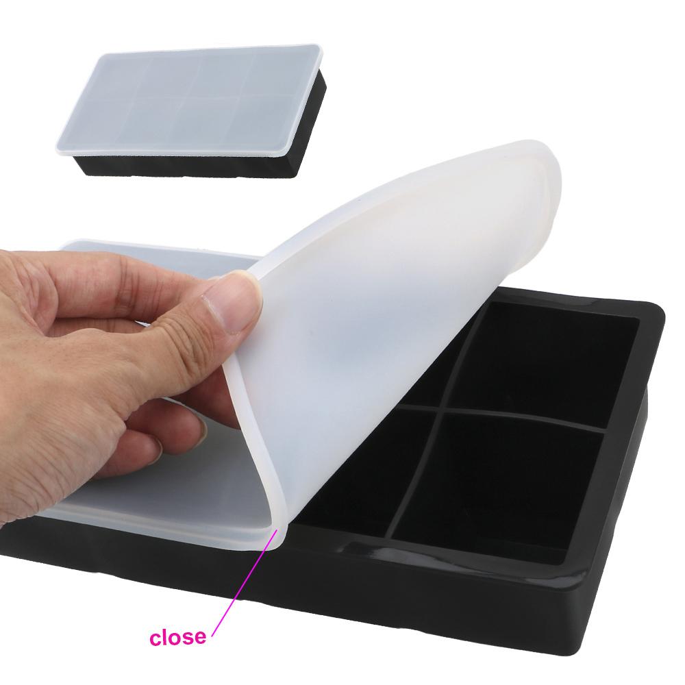 Форма для льда на 4/8 ячеек, силиконовая форма для кубиков льда, для мороженого, конфет, торта, пудинга, шоколада, кухонные инструменты своими руками, квадратная форма для больших кубиков льда