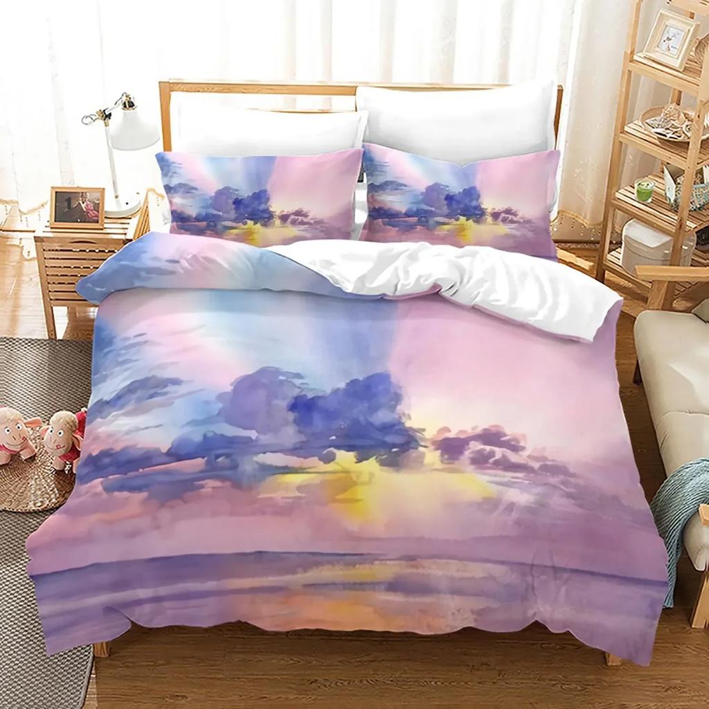 Ocean Tropical Island Palm Trees Comfortable Duvet Quilt Cover Pillowcase Bedding Set Children Bedroom Decoration Home Textile