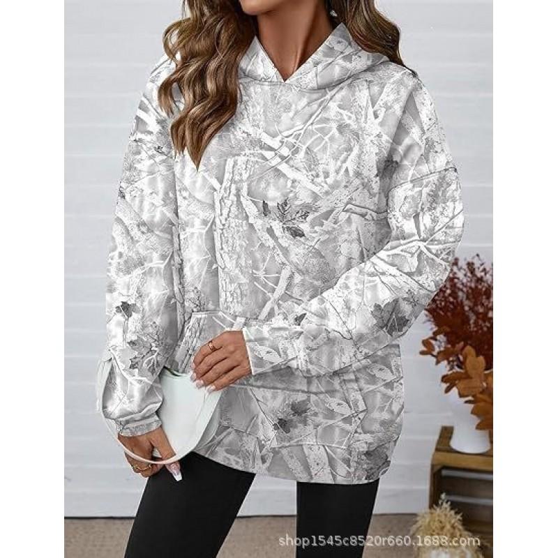 Womens Graphic Print Hoodie Streetwear Loose Fit Long Sleeve Pullover Casual Top
