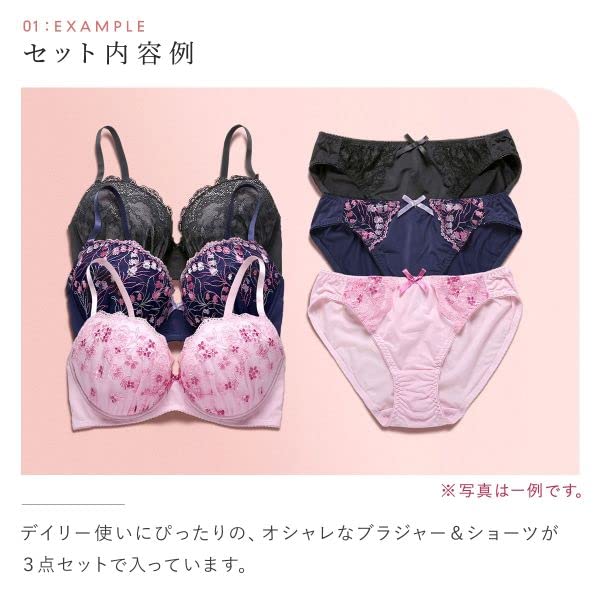 Бюстгальтер и шорты 3 lucky large glamour size [Shirohato] комплект, части, прозрачная сумка, GHI, размер, (Я, H80-LL)