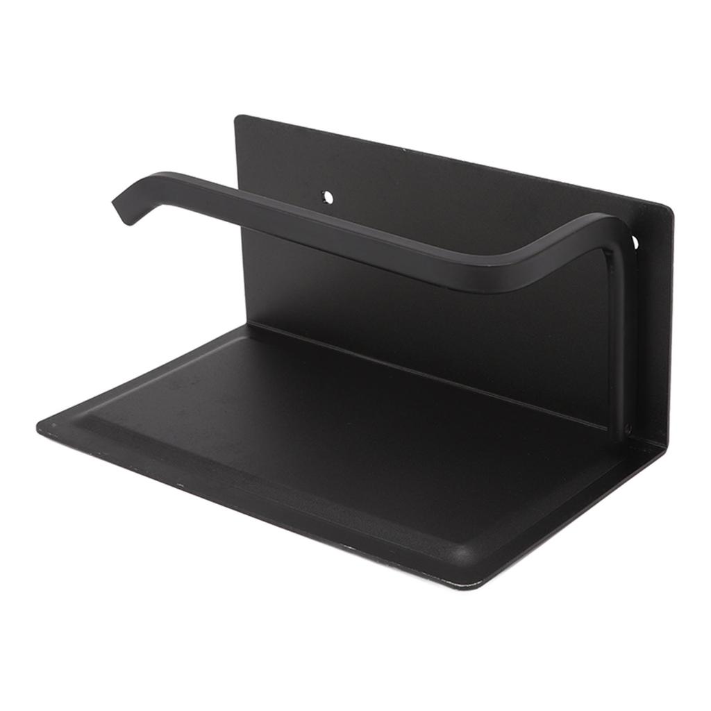 Wall Mounted Tissue Holder Toilet Tissue Bracket Bathroom Paper Roll Hanger with Phone Shelf Black