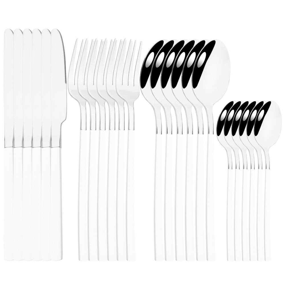 Золотая посуда, ложки, вилки, ножи, столовые приборы, 24 предмета, набор столовой посуды из нержавеющей стали, зеркальная полировка, кухонный набор столового серебра