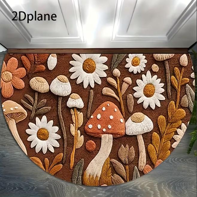 Half Circle Mat, Indoor Mat Creative Door Mat Mat Home Decoration Anti Slip Floor Mat Bedroom Outdoor Decoration Area Mats