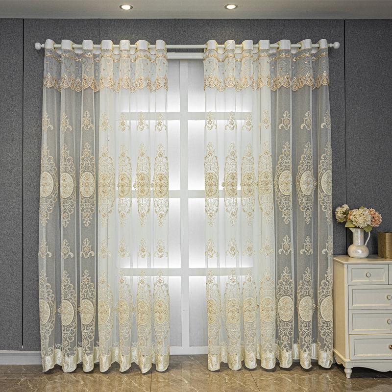 Роскошные европейские вышитые прозрачные шторы для гостиной, балкона и спальни - защита от ультрафиолета, полиэстеровые шторы, пригодные для машинной стирки