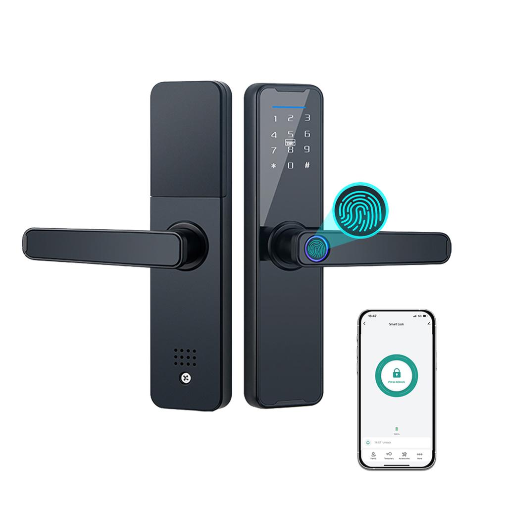 Tuya Smart Lock Замок отпечатков пальцев Дверной замок Клавиатура Дверной замок с ручкой Электронный отпечаток пальца