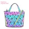 Women's Diamond Geometric Tote Bag Folding Shoulder Bag Holographic Laser Luminous Bucket Bag