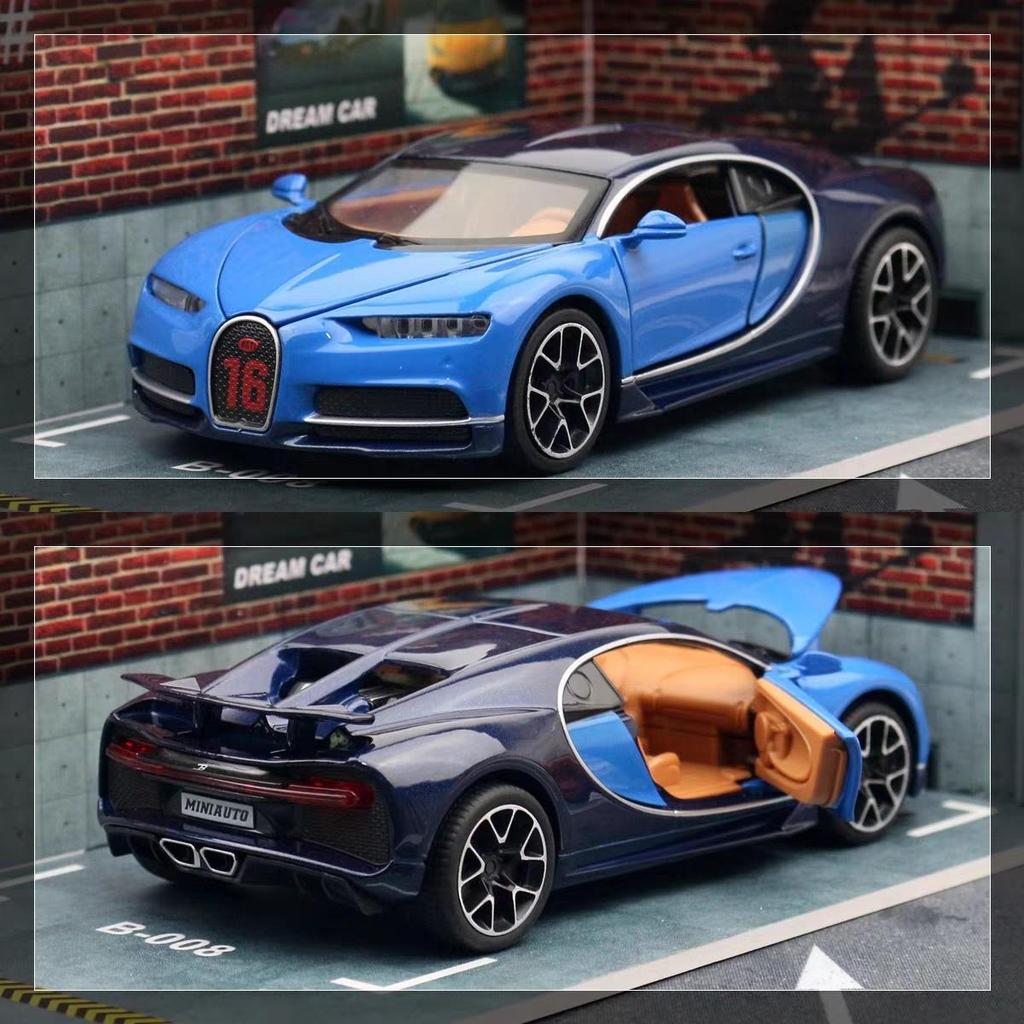 Bugatti Chiron Supersport Simulation Diecast & Toy Vehicles Sounds & Light Pull Back Car 1:32 Alloy Model Gifts For Children