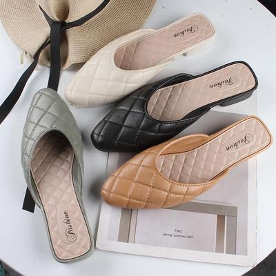 Женские летние слипоны с острым носком - Повседневные, однотонные, модные полушлепанцы