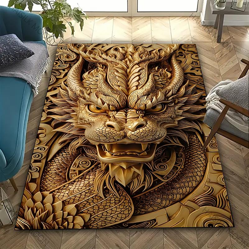 Sacred and Magnificent Oriental Dragon Carpet New Release! Rug for Living Room Bedroom,Office Areas,Durable Machine Washable Mat
