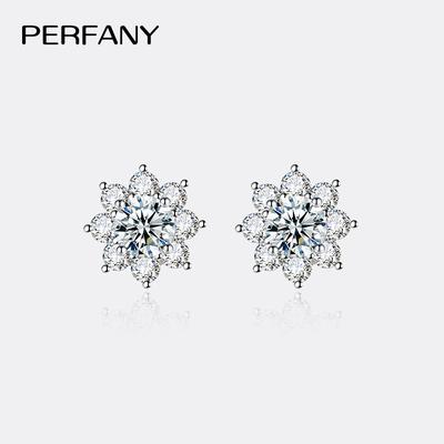 PERFANY Серьги с муассанитом 0,3-1 карат для женщин, чистое серебро S925, серьги-снежинки с имитацией бриллианта, свадебные, высококачественные ювелирные изделия