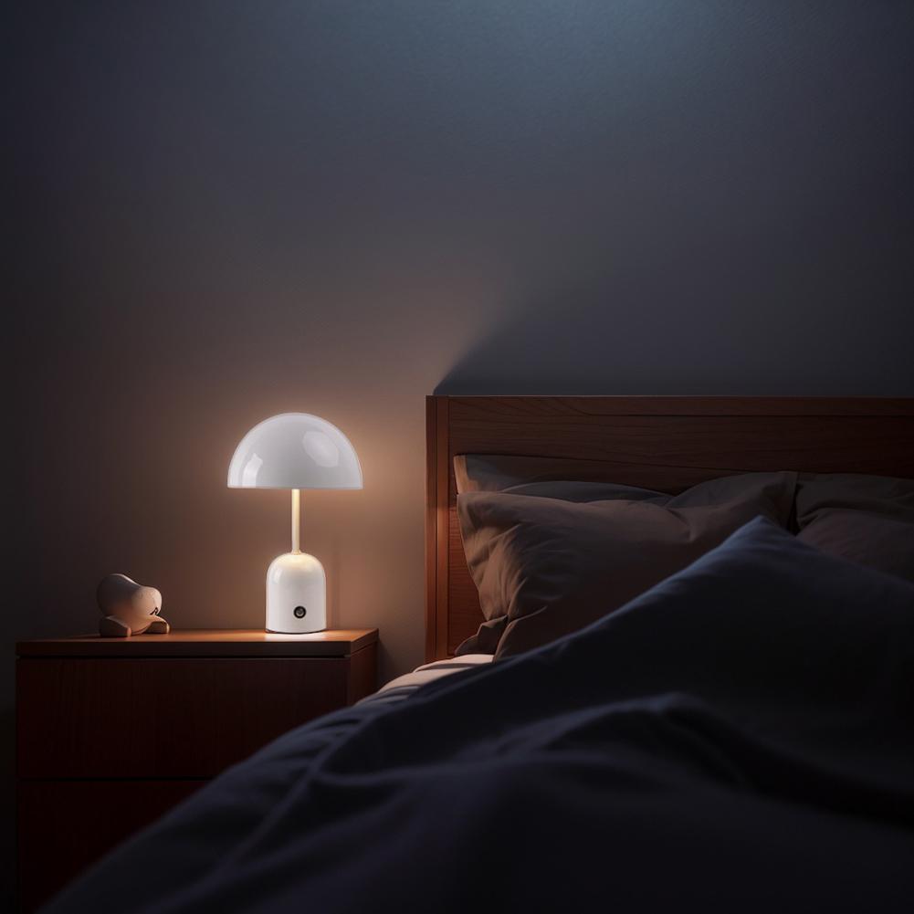 LED Mushroom Light USB Rechargeable 1800mAh Cordless Mushroom Table Lamp Creative Nordic Style Table Lamp for Bedroom/Restaurant