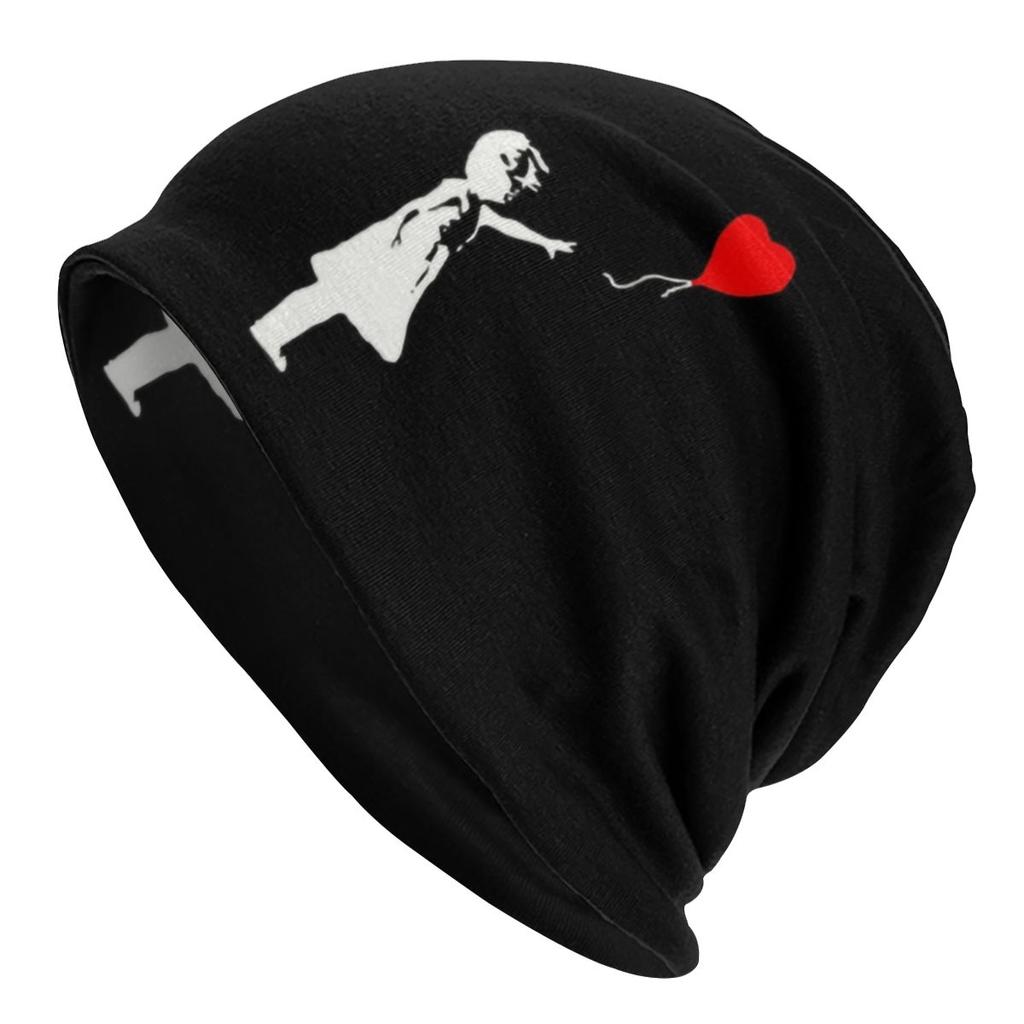 Banksy Art Graffiti Girl Heart Balloon Slouchy Beanie Unisex Women Hip Hop Winter Warm Skullies Beanies Hats Adult Knit Bonnet Cap