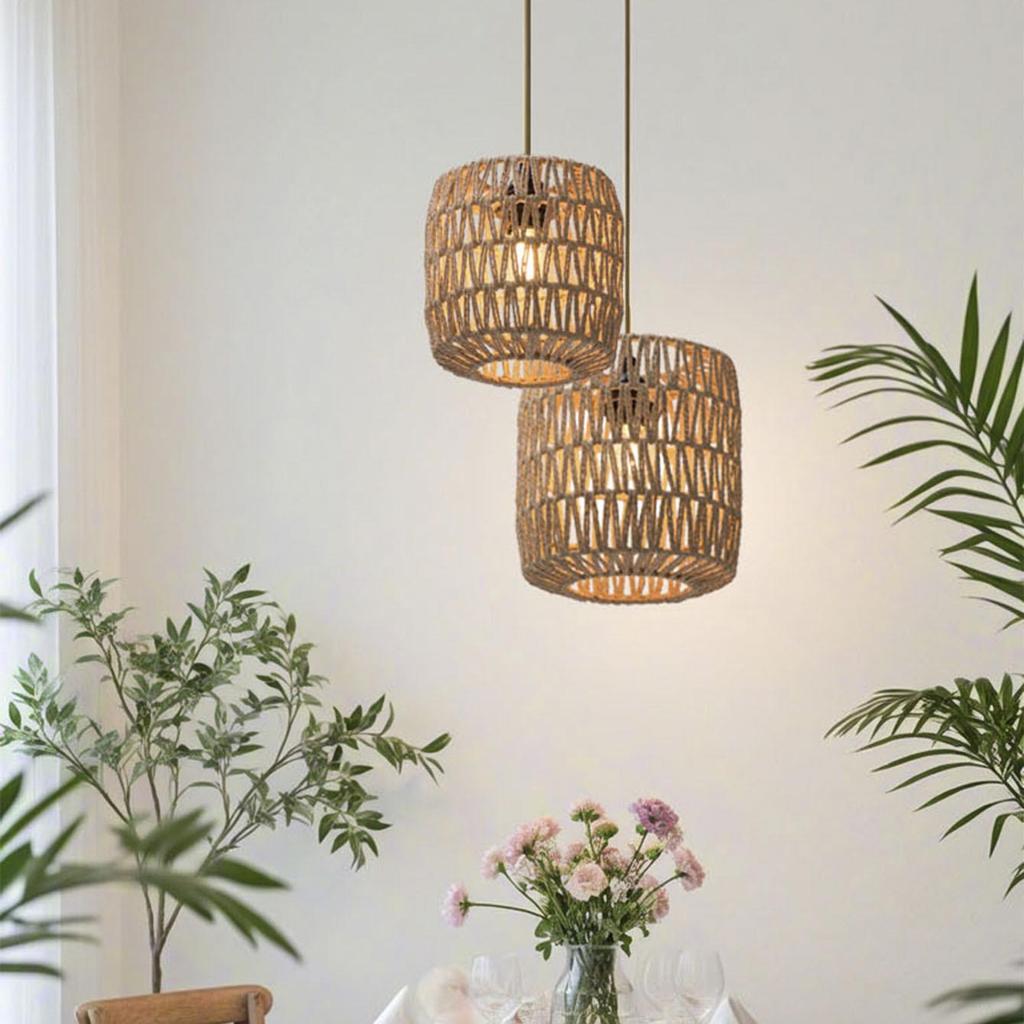 Handmade Woven Pendant Lampshades for Restaurants and Homestays