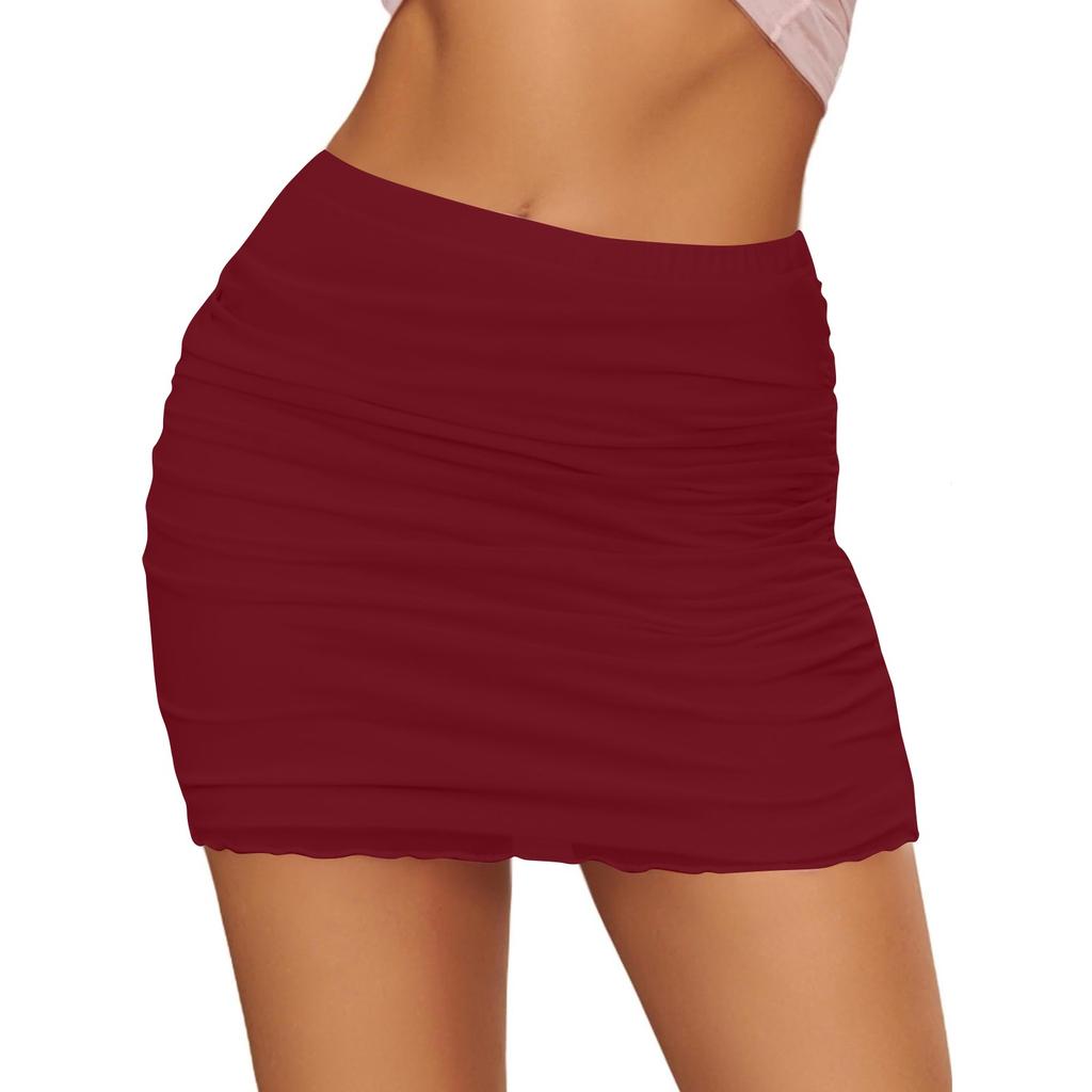 Женская юбка на бедрах, плиссированная, эластичная, обтягивающая, сексуальная, короткая юбка