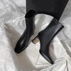 Квадратные ботильоны, осенние удобные ботинки из мягкой кожи на высоком каблуке, женская модная женская обувь на молнии, простая темпераментная женская обувь