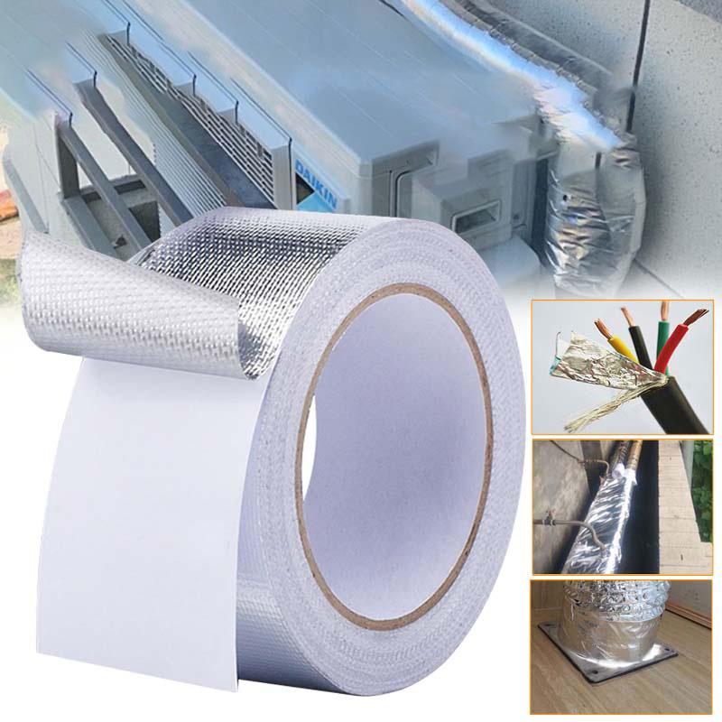 25M*5cm бандажная лента армированная серебряная высокотемпературная выхлопная тепловая обмотка клейкая лента для коллектора приемной трубы теплозащитная лента