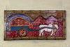 Vintage Hand-Painted Wooden Bullock Cart Panel: Traditional Wall Art