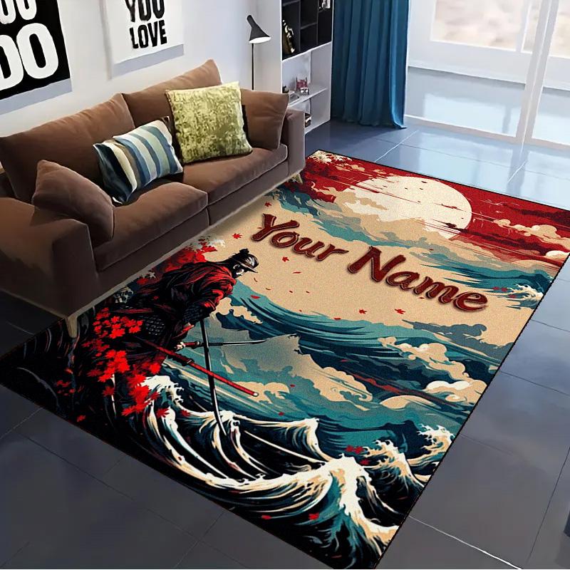 Name Custom Japanese Samurai Carpet Rug for Living Room Bedroom Home Sofa Decoration,Kids play Non-slip Floor Mat