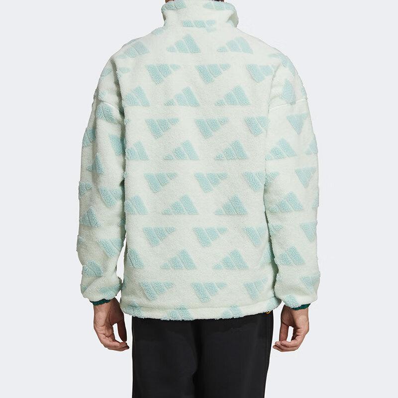 Adidas Теплый ветрозащитный флисовый пуловер с воротником-стойкой, мужские топы, светло-зеленый GM4441